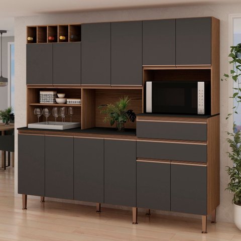 Cozinha Compacta Malbec 12 Portas 100% Mdf com Tampo