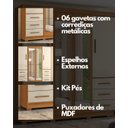 Ver imagem 5 de Guarda-roupa Casal com Espelhos 4 Portas 6 Gavetas Estrela
