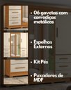 Ver imagem 5 de Guarda-roupa Casal com Espelhos 4 Portas 6 Gavetas Estrela