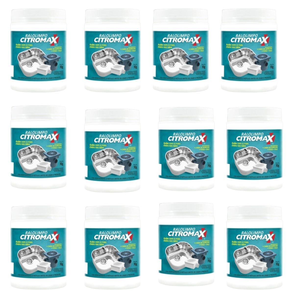 Kit 12 Potes Ralo Limpo Citromax Higieniza Fossa e Caixa De Gordura 70g - 2