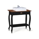 Ver imagem 1 de Bancada Aparador Mini Lavabo com Cuba 1 Gaveta Pés Luiz Xv Dália 3062 - Preto/imbuia Glazer