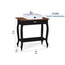 Ver imagem 5 de Bancada Aparador Mini Lavabo com Cuba 1 Gaveta Pés Luiz Xv Dália 3062 - Preto/imbuia Glazer