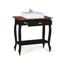 Ver imagem 2 de Bancada Aparador Mini Lavabo com Cuba 1 Gaveta Pés Luiz Xv Dália 3062 - Preto/imbuia Glazer