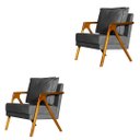 Ver imagem 1 de Kit 2 Poltronas Cadeira Mona Luxo Recepção - Suede Cinza