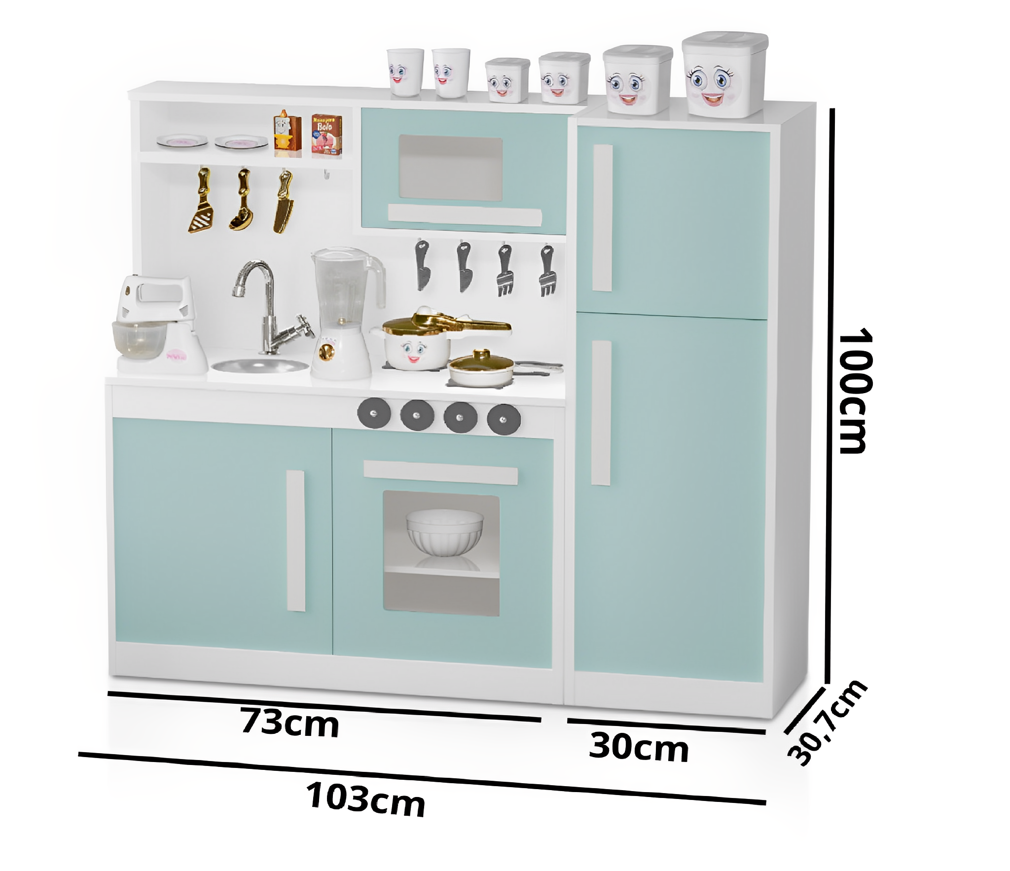 Cozinha Infantil Com Pia Fogão Micro-ondas e Geladeira Menta Potente - 2