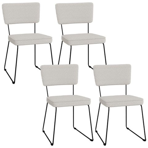 Kit 04 Cadeiras Decorativas para Sala de Jantar Allana L02 Bouclê Cru - Lyam