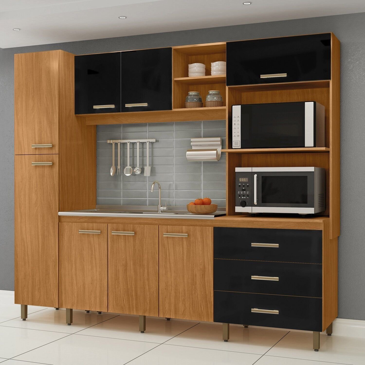 Cozinha Compacta 8 Portas e 3 Gavetas Vitória | MadeiraMadeira