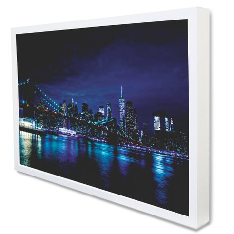 Quadro Decorativo Caixa Alta com Vidro Cidade Nova York - Vista da Ponte Brooklyn TaColado Moldura B