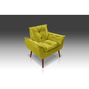 Poltrona Luxo Opala Suede Amarelo Com Fibra Siliconada - Pandora Decor- CASA DA POLTRONA