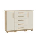 Ver imagem 2 de Comoda Casal 5 gavetas com sapateira cabeiro e porta objetos 100%MDF Sarah OffWhite/Teka