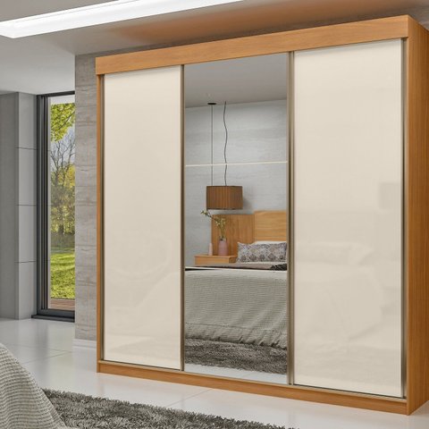 Guarda-roupa 100% Mdf 3 Portas de Correr com Espelhos Istambul