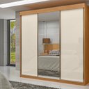 Ver imagem 1 de Guarda-roupa 100% Mdf 3 Portas de Correr com Espelhos Istambul
