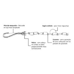 Coleira Guia Corrente Cachorro Cao Dog Semi Enforcadora Kit Passeio Corrente Aço Zincado Ajustavel R - 2