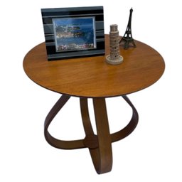 Mesa Mesinha Lateral Sala Redonda Decorativa com Vidro 50 Centímetros:laminado/70 Centímetros - 1