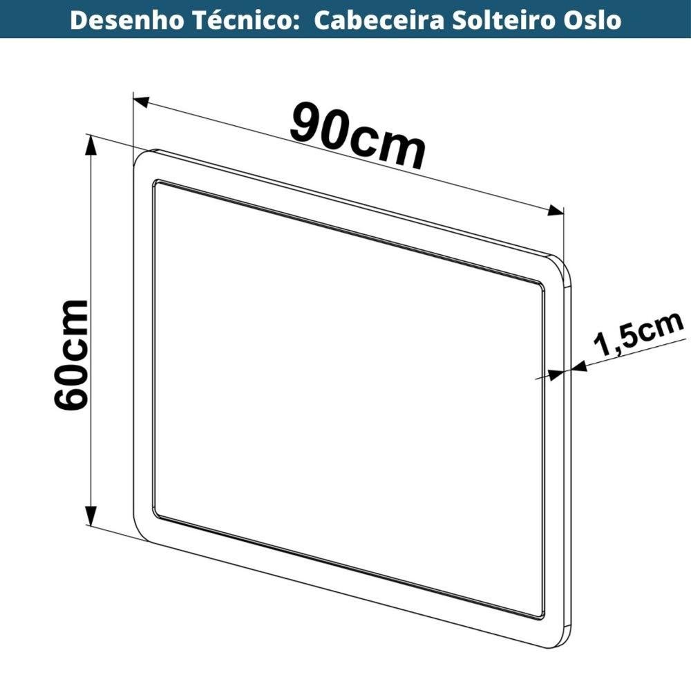 Cabeceira Painel Solteiro Oslo Artesano 90 Cm (largura) Mdp Hanover e Tela Sintética (palhinha) - 7