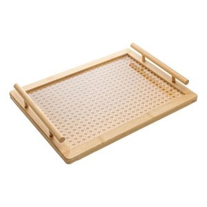 Bandeja com Alca e Fundo em Trelica 39cm X 29cm X 5cm Bambu