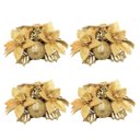 Ver imagem 1 de Kit 4 Porta Velas Castiçal Natalino Bico de Papagaio Dourado Decorado 10cm - Magizi