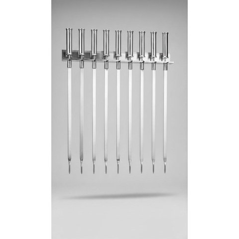 Porta Espeto de Parede Aço Inox 304 Churrasco 10 Cavidades