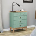Ver imagem 1 de Cômoda para Quarto 5 Gavetas Colonial Verde/Mel/Oliva
