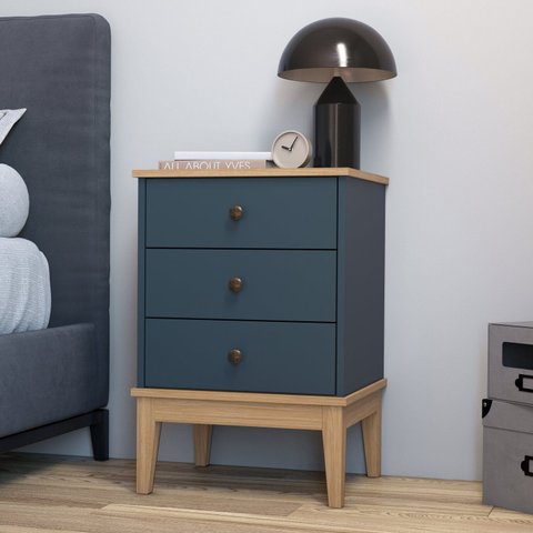 Mesa de Cabeceira - Colonial 450cm x 660cm x 380cm 3 Gavetas Cinza