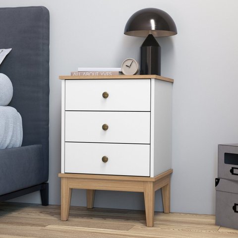 Mesa de Cabeceira - Colonial 450cm x 660cm x 380cm 3 Gavetas Branco