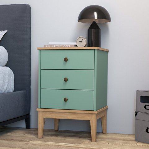 Mesa de Cabeceira - Colonial 450cm x 660cm x 380cm 3 Gavetas Verde