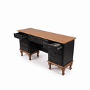 Ver imagem 3 de Mesa Escrivaninha 10 Gavetas Clássica Pés Luiz Xv Sala Quarto Ecomem Preto - Imbuia