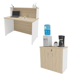 Conjunto Armário Baixo Balcão Atendimento Recepção - 4