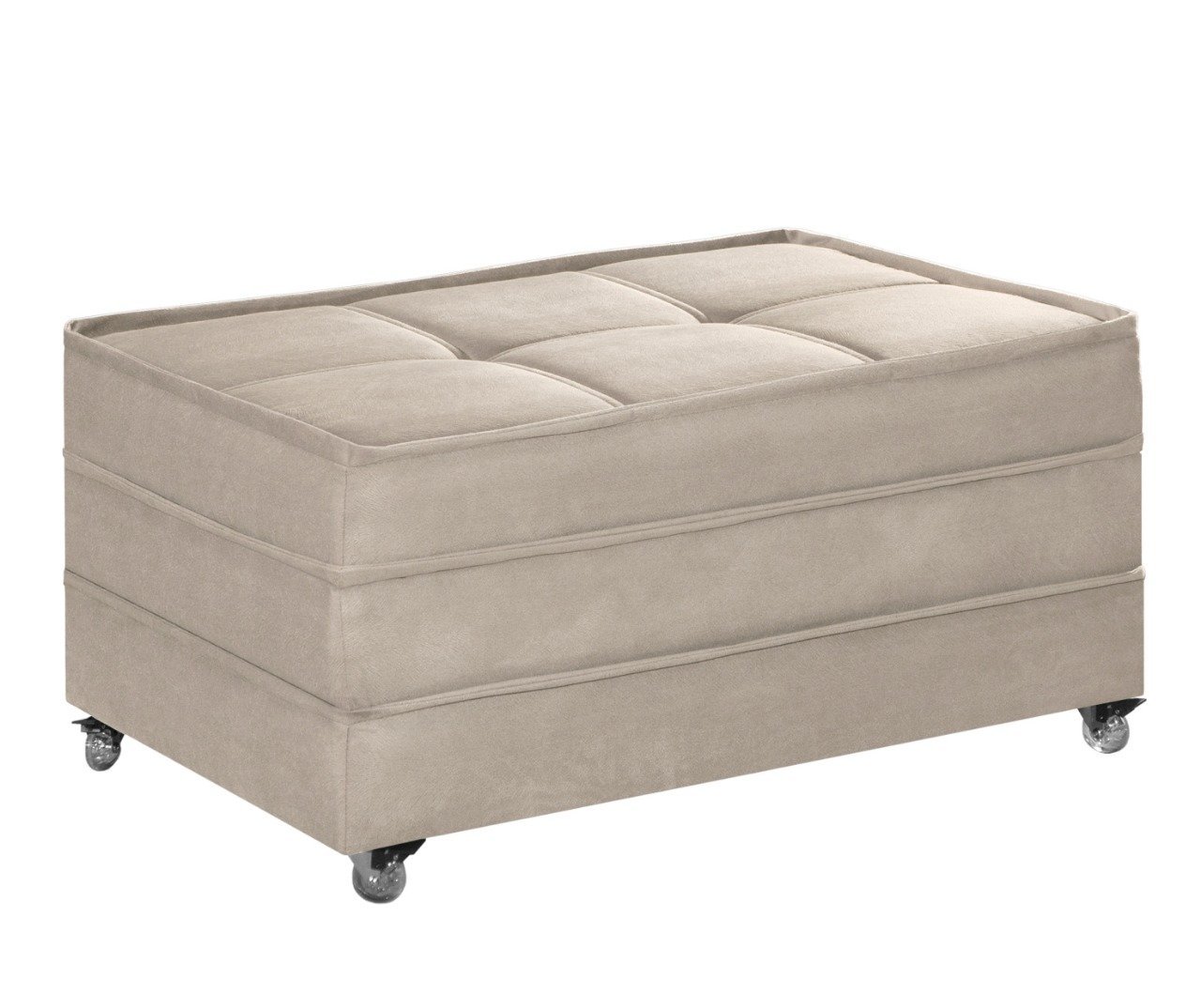 Puff Cama Solteiro Dobravel com Rodízios Lindecor Cor Creme