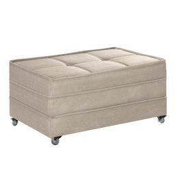 Puff Cama Solteiro Dobravel com Rodízios Lindecor Cor Creme - 1