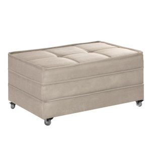 Puff Cama Solteiro Dobravel com Rodízios Lindecor Cor Creme