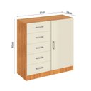 Ver imagem 3 de Cômoda para Quarto 1 Porta 5 Gavetas Miami Bege/Cinamomo/Off White
