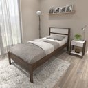 Ver imagem 1 de Conjunto Cama Solteiro com 1 Mesa de Cabeceira Marrom/Nogal/Branco