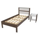 Ver imagem 2 de Conjunto Cama Solteiro com 1 Mesa de Cabeceira Marrom/Nogal/Branco