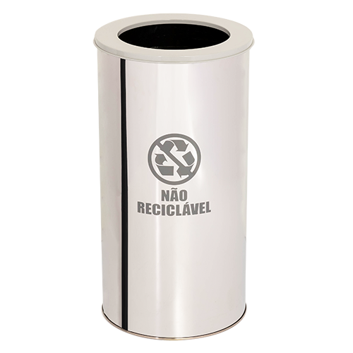 Lixeira Coleta Seletiva Aro 50l de Aço Inox: Branco - 8