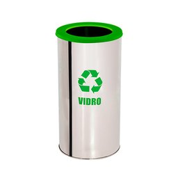 Lixeira Coleta Seletiva Aro 50l de Aço Inox: Branco - 2