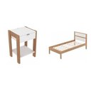 Ver imagem 2 de Conjunto Cama Solteiro com 1 Mesa de Cabeceira Marrom/Amêndoa/Branco