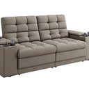 Ver imagem 3 de Sofá Retrátil Reclinável 205cm 3 Lugares com USB e Porta Copo Kansas Laranja Capuccino