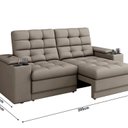 Ver imagem 4 de Sofá Retrátil Reclinável 205cm 3 Lugares com USB e Porta Copo Kansas Laranja Capuccino