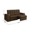 Ver imagem 4 de Sofá Retrátil Reclinável 205cm 3 Lugares com USB e Porta Copo Kansas Marrom