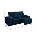Ver imagem 4 de Sofá Retrátil Reclinável 205cm 3 Lugares com USB e Porta Copo Kansas Azul