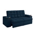 Ver imagem 2 de Sofá Retrátil Reclinável 205cm 3 Lugares com USB e Porta Copo Kansas Azul