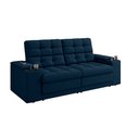 Ver imagem 3 de Sofá Retrátil Reclinável 205cm 3 Lugares com USB e Porta Copo Kansas Azul