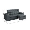 Ver imagem 3 de Sofá Retrátil Reclinável 205cm 3 Lugares com USB e Porta Copo Kansas Cinza