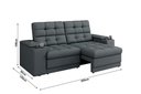 Ver imagem 3 de Sofá Retrátil Reclinável 205cm 3 Lugares com USB e Porta Copo Kansas Cinza