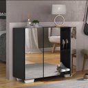 Ver imagem 6 de Sapateira Com Espelho 3 Portas Nina Multimóveis V6023 Preta/Branca Preto/Branco