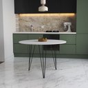 Ver imagem 1 de Mesa de Jantar Redonda 90cm Branca Clips 3 Pés Ferro Preto