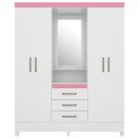 Ver imagem 2 de Guarda Roupa Capelinha 4 Pt com Espelho 43220 Branco Rosa Flex Demobile