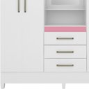 Ver imagem 7 de Guarda Roupa Capelinha 4 Pt com Espelho 43220 Branco Rosa Flex Demobile