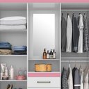 Ver imagem 6 de Guarda Roupa Capelinha 4 Pt com Espelho 43220 Branco Rosa Flex Demobile